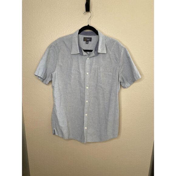 Wallin & Bros Mens Blue Short Sleeve Button-Up Shirt XL Lightweight Cotton - Picture 1 of 6